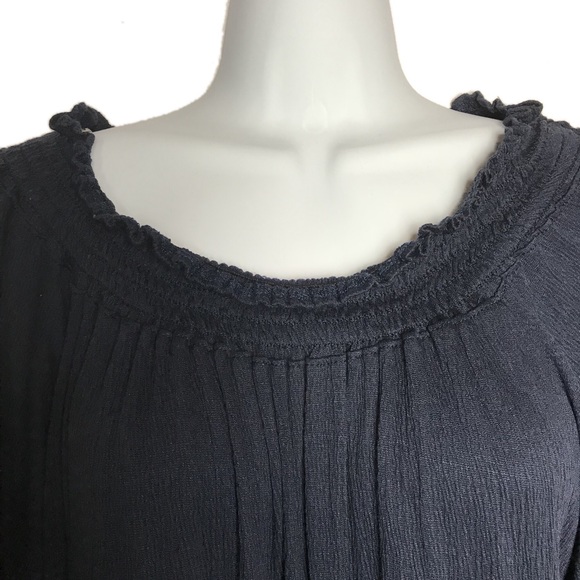 Nation Navy Slub Smocked Elbow Sleeves Top XS - Picture 7 of 7